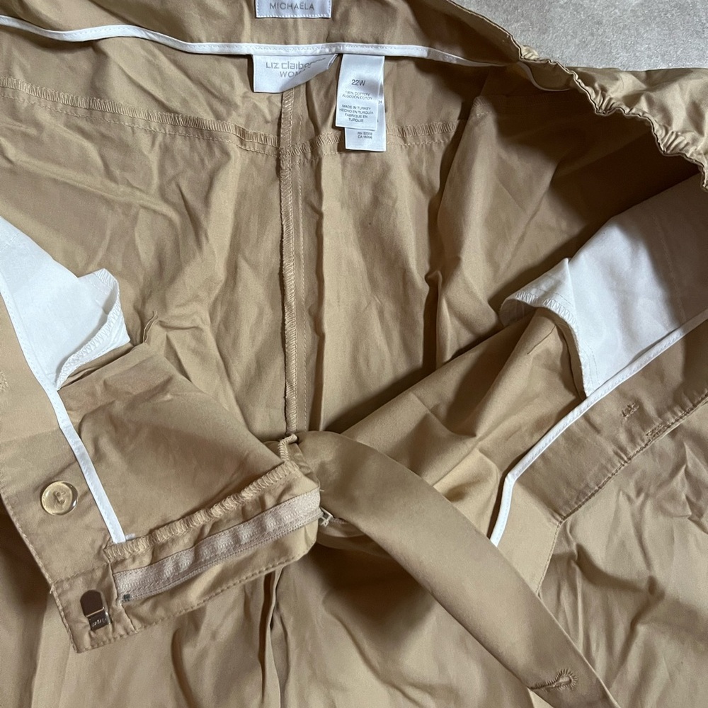 Liz Claiborne Womens Beige Michaela Stretch Cotton Straight Pants 22W  NWT - Picture 5 of 6